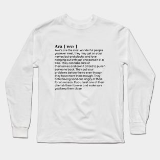 Ava name definition (white) Long Sleeve T-Shirt